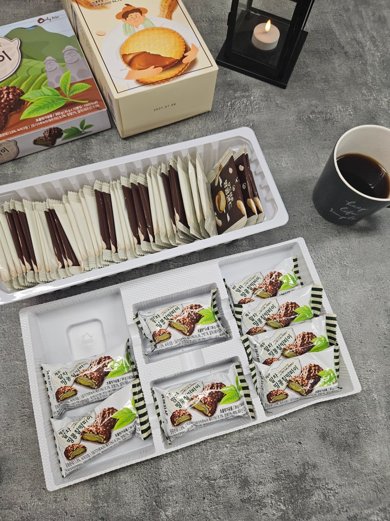 제주도 기념품 땅콩 간식 2종, 우도삼춘 땅콩샌드, 제주 말차 땅콩찰떡파이 후기