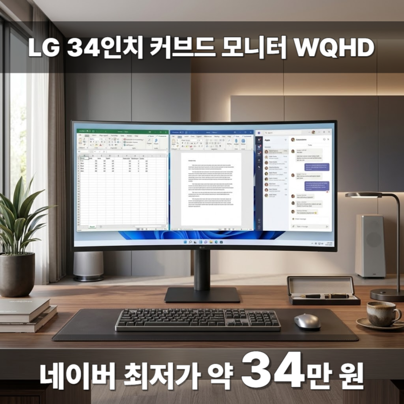 최저가 약 34만 원! LG 34인치 커브드 모니터 WQHD 120Hz 울트라와이드 "추석 얼리버드 세일 엘지 ....