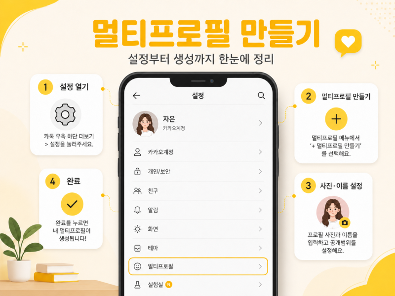[1분 요약] 카카오톡 멀티프로필 추가 삭제 변경 만들기 카톡 상대방 확인법 총정리