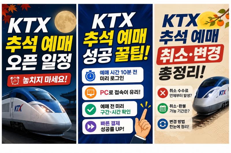 ktx추석 예매 오픈 일정, 팁,취소 등 총정리!