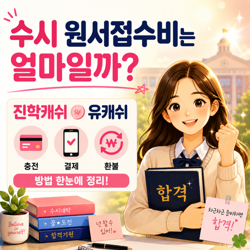 "수시 원서접수비는 얼마일까" 수시 전형료 결제 방법과 진학캐쉬 유캐쉬 충전·결제·환불 ....