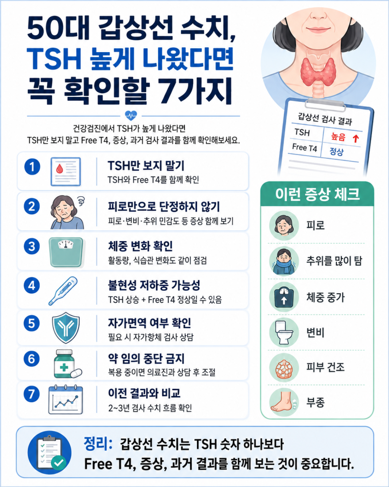 50대 갑상선 수치, TSH 높게 나왔다면 꼭 확인할 7가지