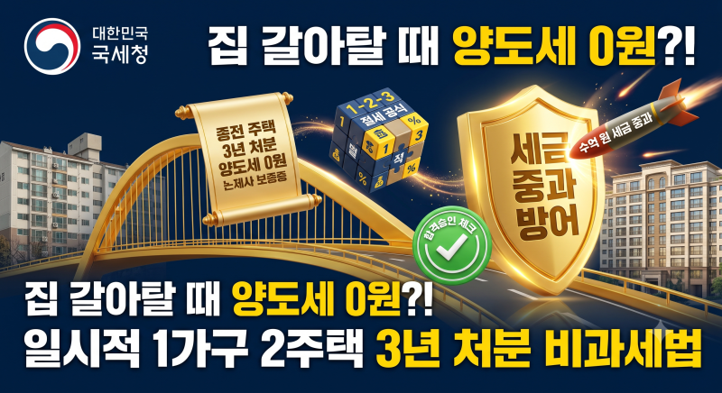 상급지 갈아타기 필수 절세! 일시적 1가구 2주택 3년 처분 기한 및 취득세·양도세 감면 총정....