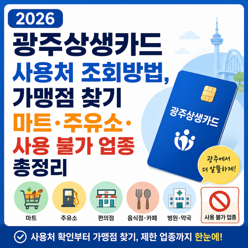 2026 광주상생카드 사용처 조회방법, 가맹점 찾기·마트·주유소·사용 불가 업종 총정리