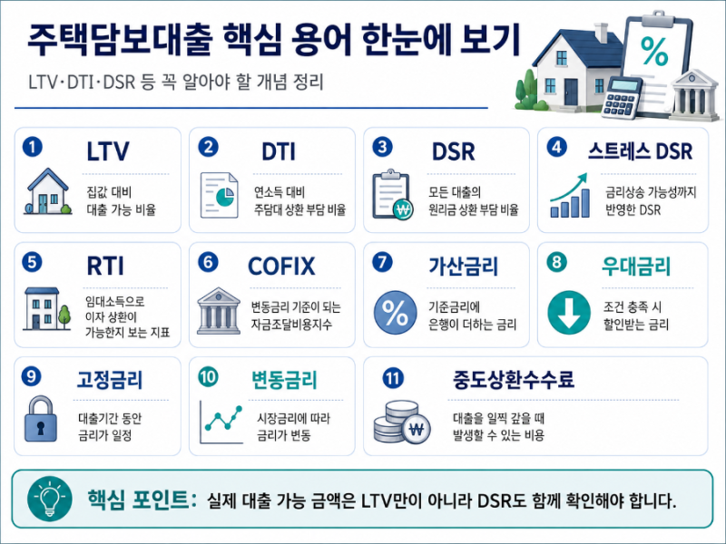 주택담보대출 초보자가 꼭 알아야 할 용어 15가지｜LTV·DTI·DSR 쉽게 이해하기