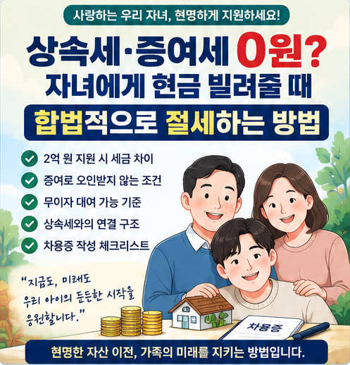 상속세 증여세 0원? 자녀에게 현금 빌려줄 때 합법적으로 절세하는 방법