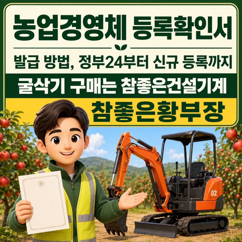 [중고굴삭기 꿀팁 no.15] 농업경영체 등록확인서 발급 방법, 정부24부터 신규 등록까지 굴삭기....