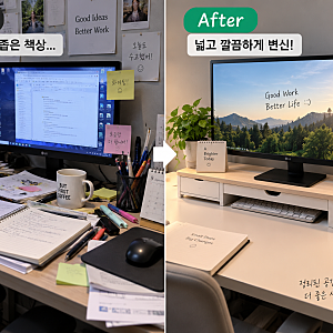 제목: [테크 꿀팁] "좁아 터진 책상이 마법처럼 넓어진다?" 서랍형 모니터 받침대로 데스크 공....