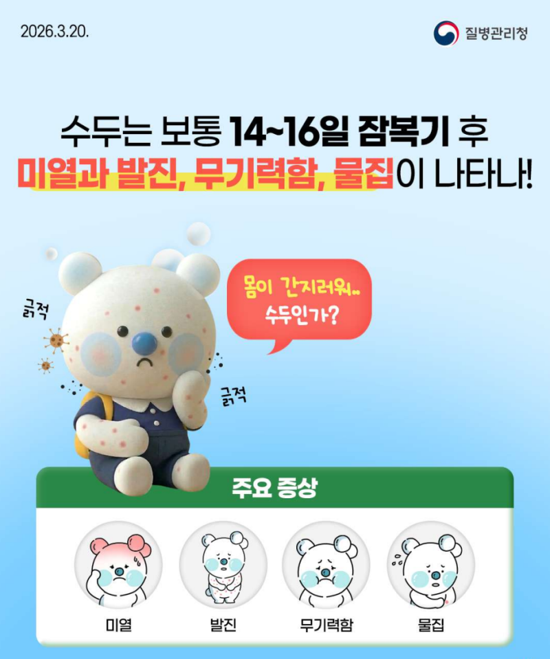 수두 증상 및 발진 진행 순서(+등교중지, 증상, 잠복기간)
