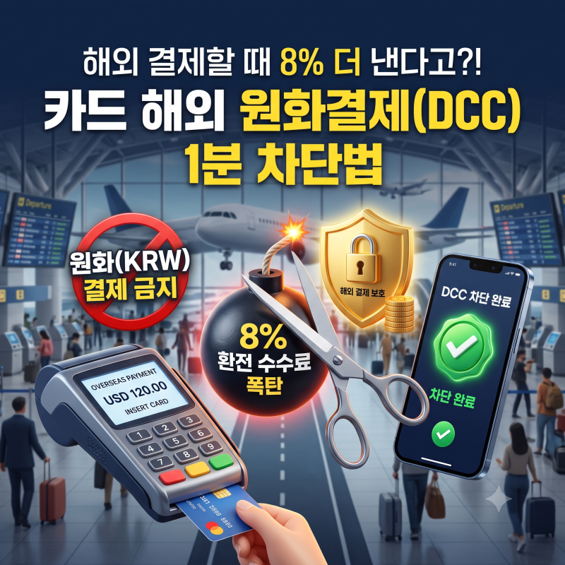 해외 결제 이중 환전 수수료 폭탄 막기! 카드사 모바일 앱 DCC 차단 신청 및 해외 부정결제 방....