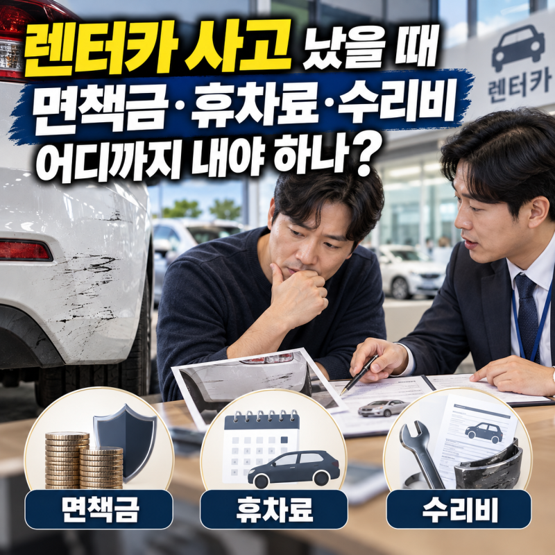 렌터카 사고 났을 때 면책금·휴차료·수리비 어디까지 내야 하나?