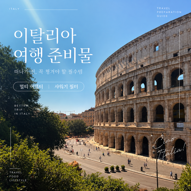 이탈리아 돼지코 콘센트 전압 필독! 필수 여행 준비물 멀티 어댑터와 샤워기 필터