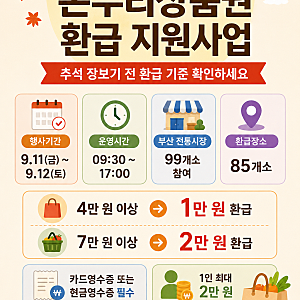 부산 전통시장 온누리상품권 환급 지원사업｜참여시장 99곳 장보기 혜택