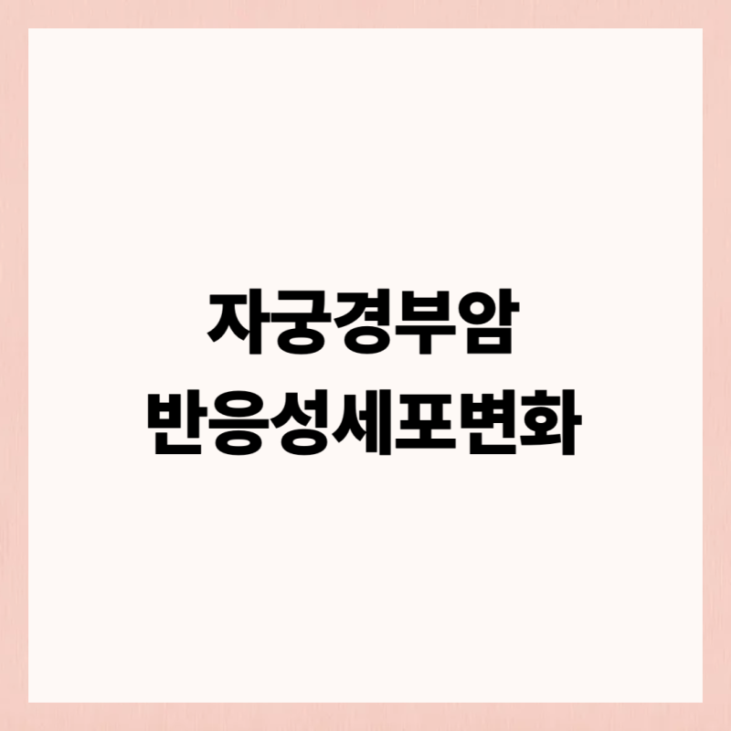 자궁경부암 반응성세포변화, 걱정보다는 이해가 먼저예요