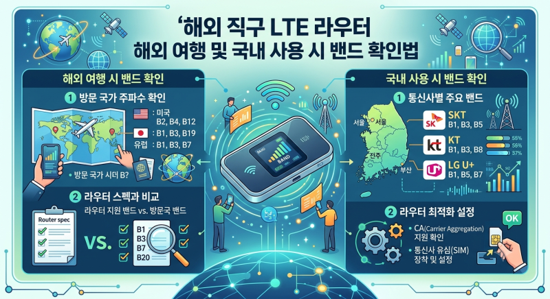 해외 직구 LTE 라우터 해외 여행 및 국내 사용 시 밴드 확인법
