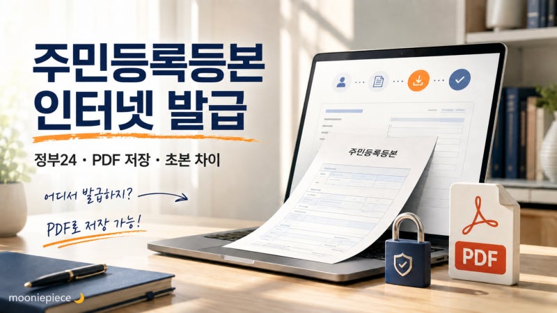 주민등록등본 인터넷 발급 방법｜정부24 PDF 저장·초본 차이