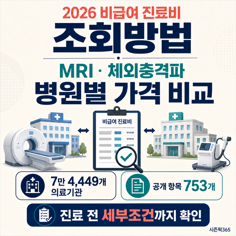 비급여 진료비 조회방법, MRI·체외충격파 병원별 가격 비교