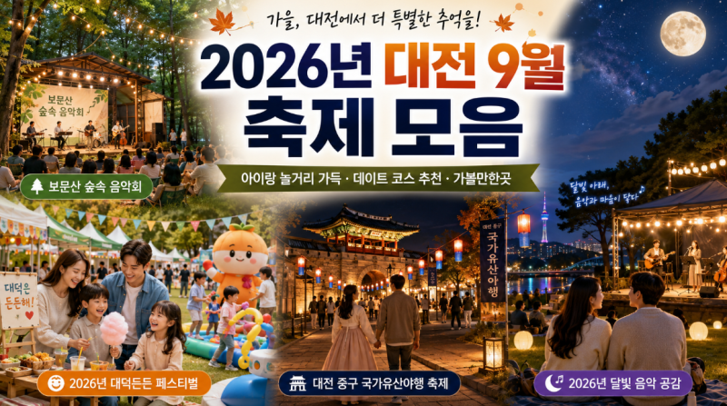 2026년 대전 9월 축제 모음 아이랑 놀거리 가득 데이트 코스 추천 가볼만한곳