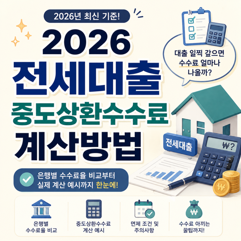 2026 전세대출 중도상환수수료 계산방법｜대출 일찍 갚으면 수수료 얼마나 나올까?