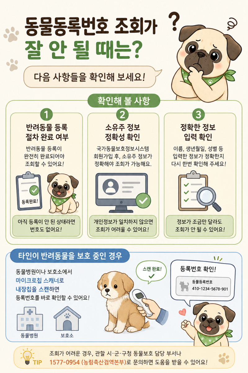 동물등록번호 모를때 조회 간편하게 확인하는 방법