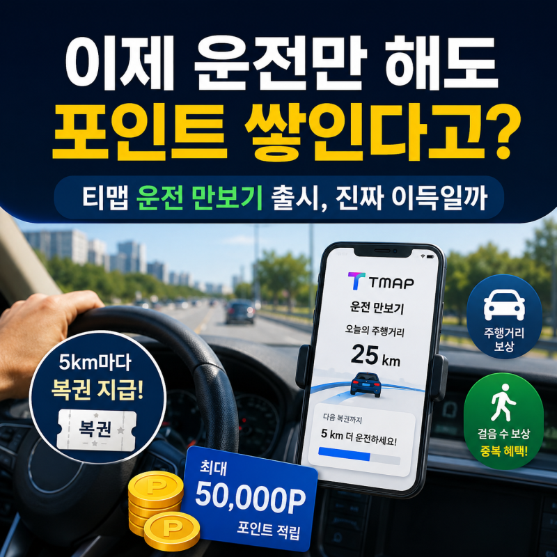 "이제 운전만 해도 포인트 쌓인다고?"…티맵 운전 만보기 출시, 진짜 이득일까