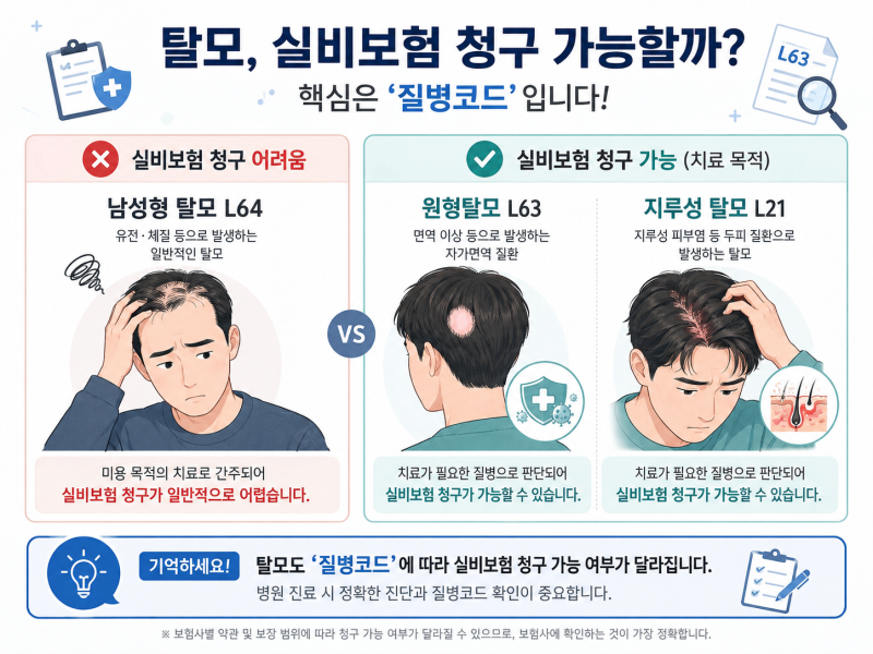 탈모약 실비보험 청구, 되는 경우 vs 안 되는 경우