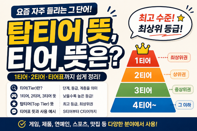 탑티어 뜻, 티어 뜻은? 요즘 자주 쓰는 표현 쉽게 정리