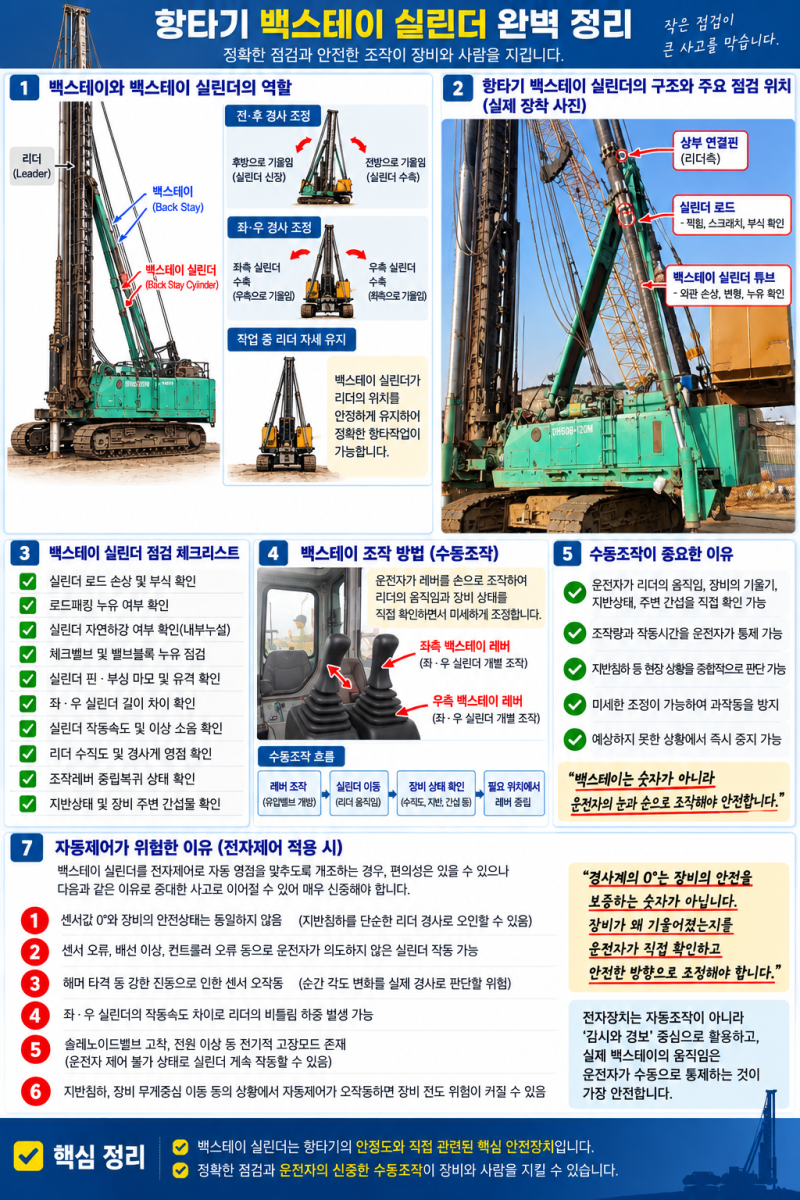 항타기 백스테이 실린더의 점검·관리와 수동조작이 중요한 이유