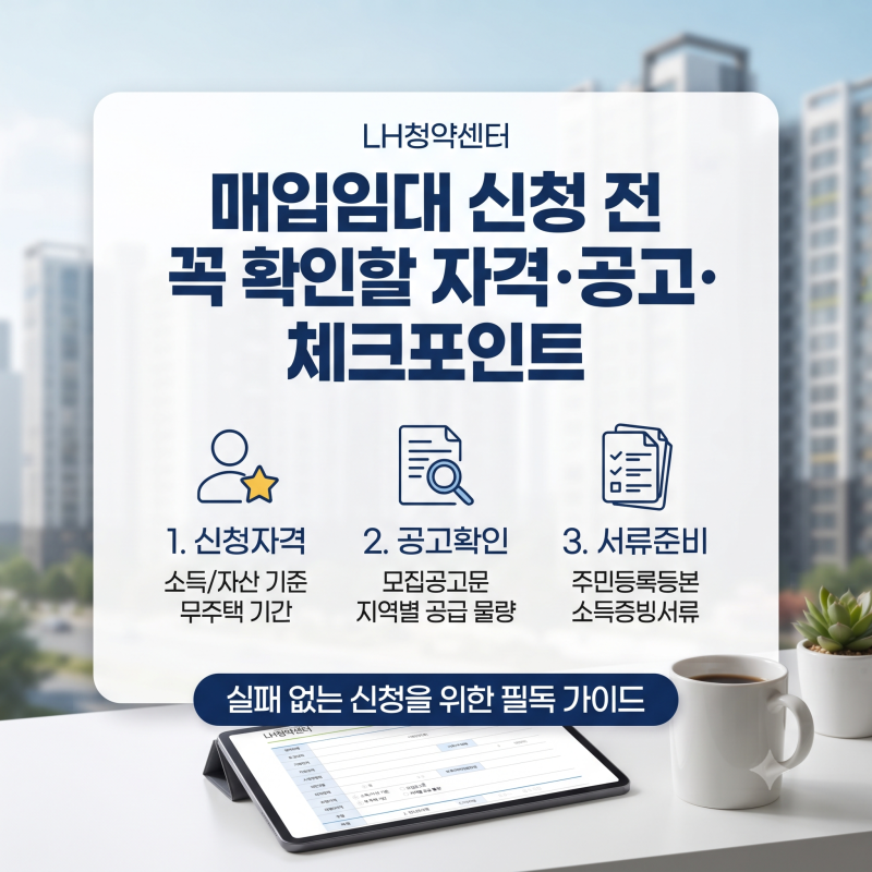 LH청약센터 매입임대 신청 전 꼭 확인할 자격·공고·서류 체크포인트