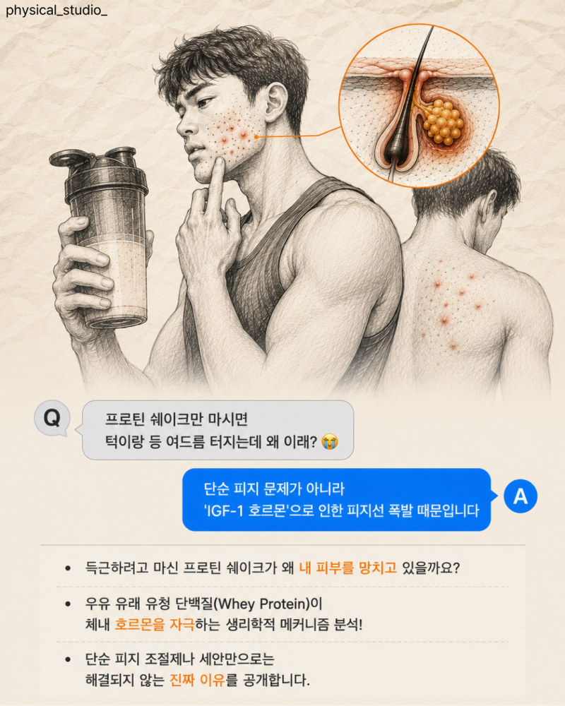 [새솔동 헬스 / 새솔동 PT] 프로틴 마시고 턱·등 여드름 터진 진짜 이유 (IGF-1 호르몬 & 해결책 ....