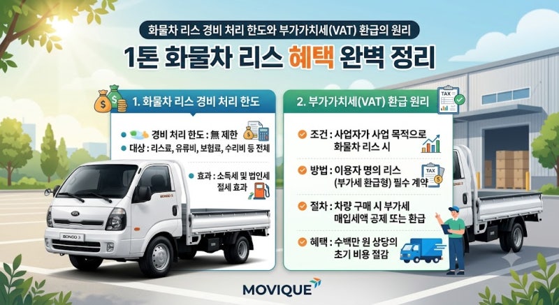 1톤 봉고3 리스 완벽 비교: 부가세 환급 받는법부터 보증금·선수금 차이 총정리 (ft. 모비크)
