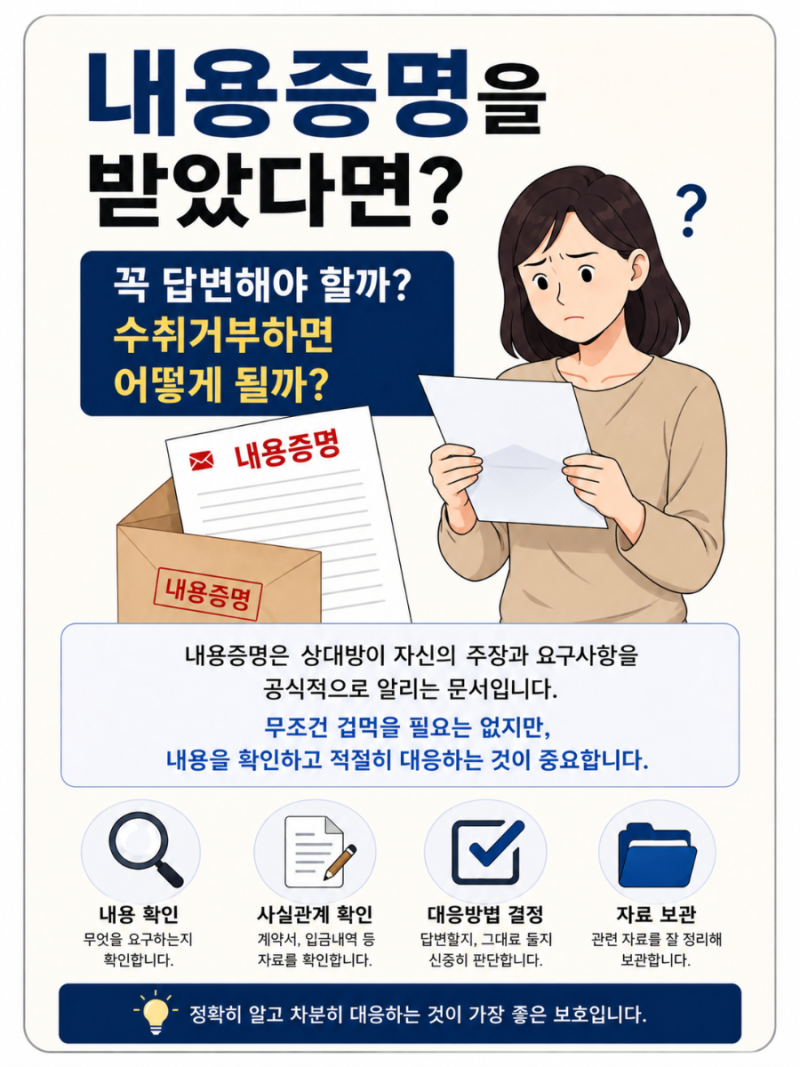 내용증명을 받았을 때 대응방법｜꼭 답변해야 할까? 수취거부하면 어떻게 될까
