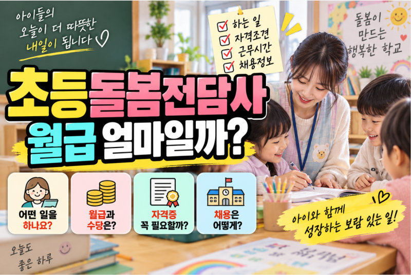학교에서 일하는 초등돌봄전담사, 월급과 근무시간 알아보니 의외였다