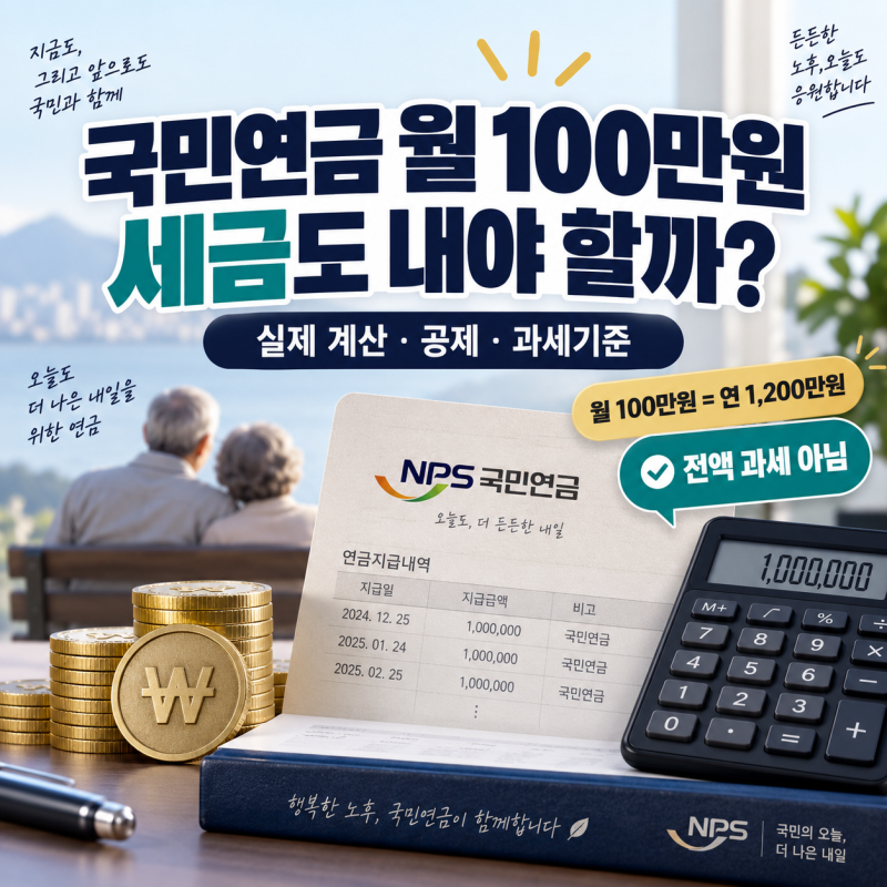 국민연금 월 100만원 받으면 세금도 내야 할까? 실제 계산해보니