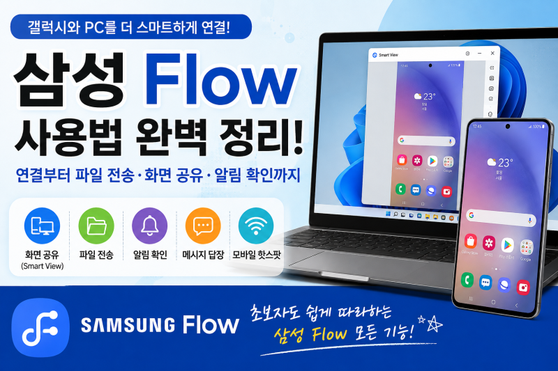삼성 Flow 사용법 완벽 정리｜갤럭시와 PC 연결부터 파일 전송·화면 공유까지