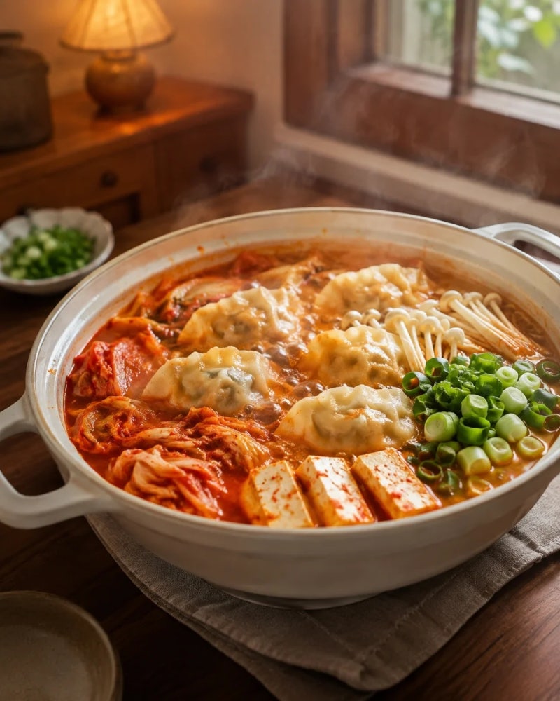 오늘 저녁 메뉴 추천, 냉동만두 김치전골 15분 레시피