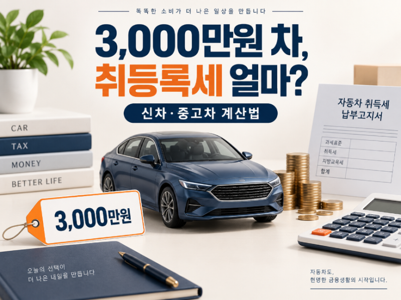 자동차 취등록세 계산법, 3000만원 차 사면 얼마 낼까?