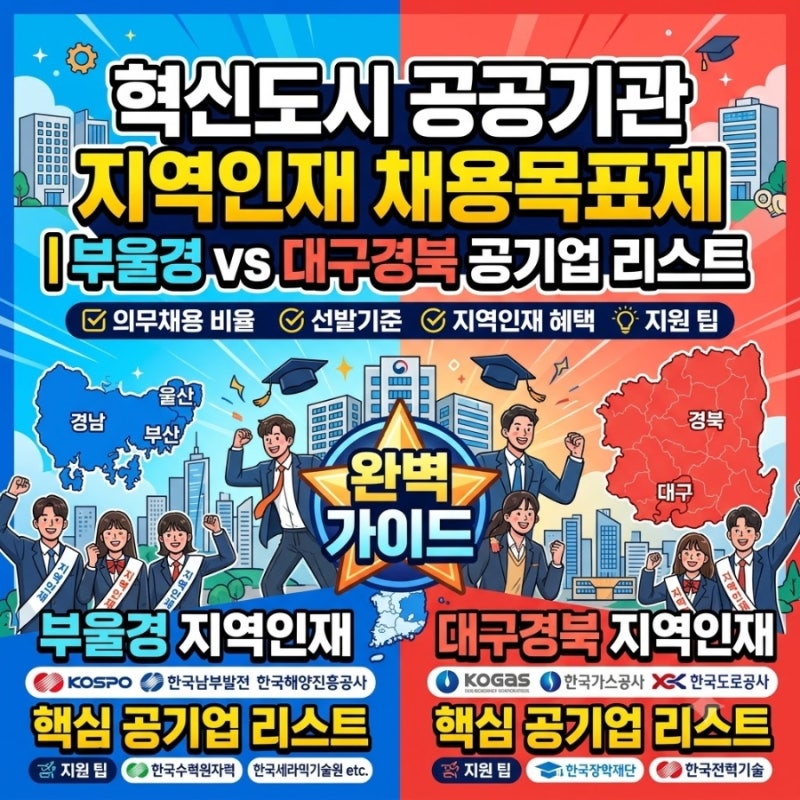 혁신도시 공공기관 지역인재 채용목표제 완벽 가이드｜부울경 vs 대구경북 공기업 리스트