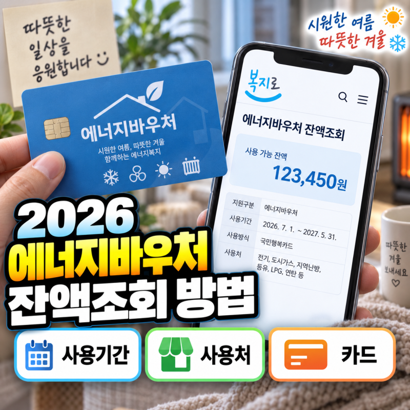 2026 에너지바우처 잔액조회 방법(사용기간, 사용처, 카드)