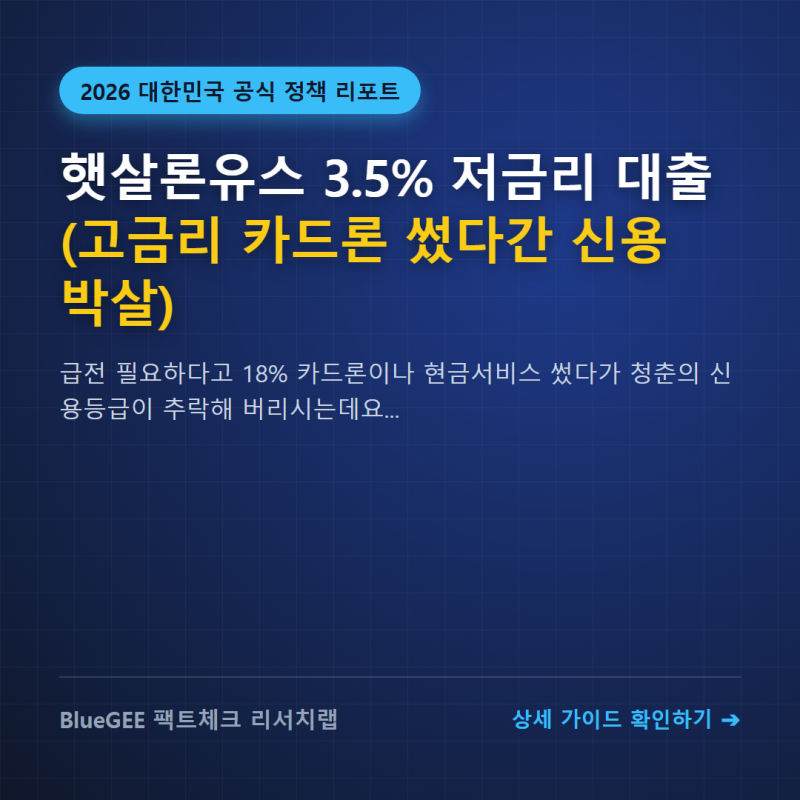 햇살론유스 3.5% 저금리 대출 (고금리 카드론 썼다간 신용 박살)