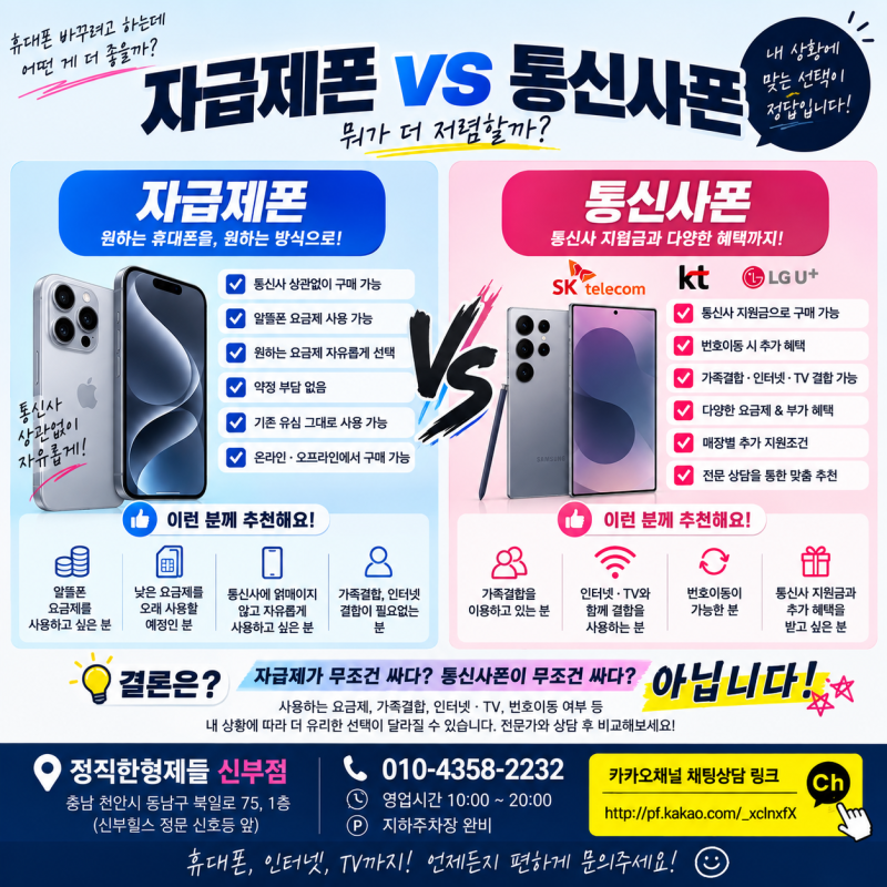 자급제폰 vs 통신사폰 차이점, 어떤 게 더 저렴할까? 제대로 비교해봤습니다