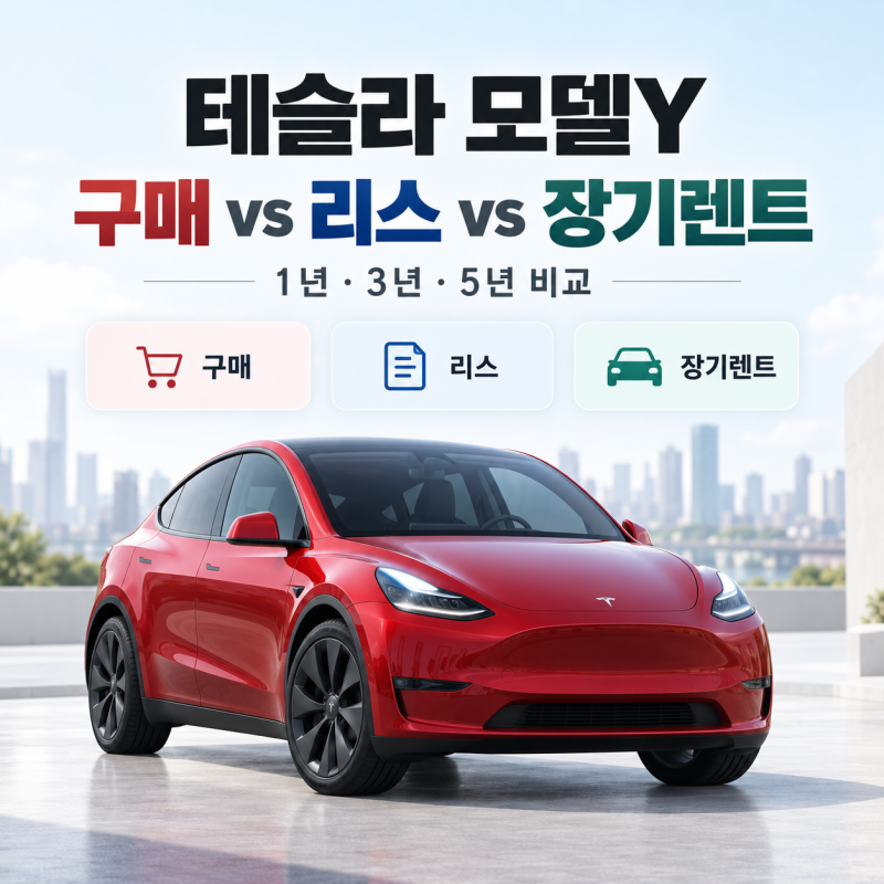 테슬라 모델Y 구매 vs 리스 vs 장기렌트, 1년·3년·5년 뭐가 가장 저렴할까?
