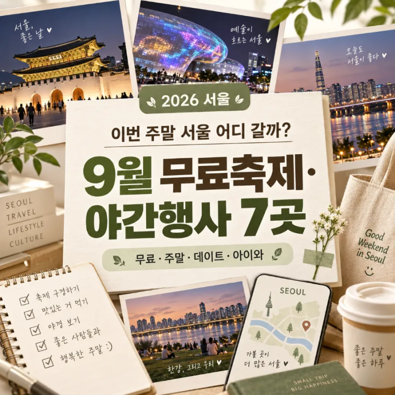 이번 주말 서울 어디 갈까? 2026 9월 무료축제·야간행사 7곳