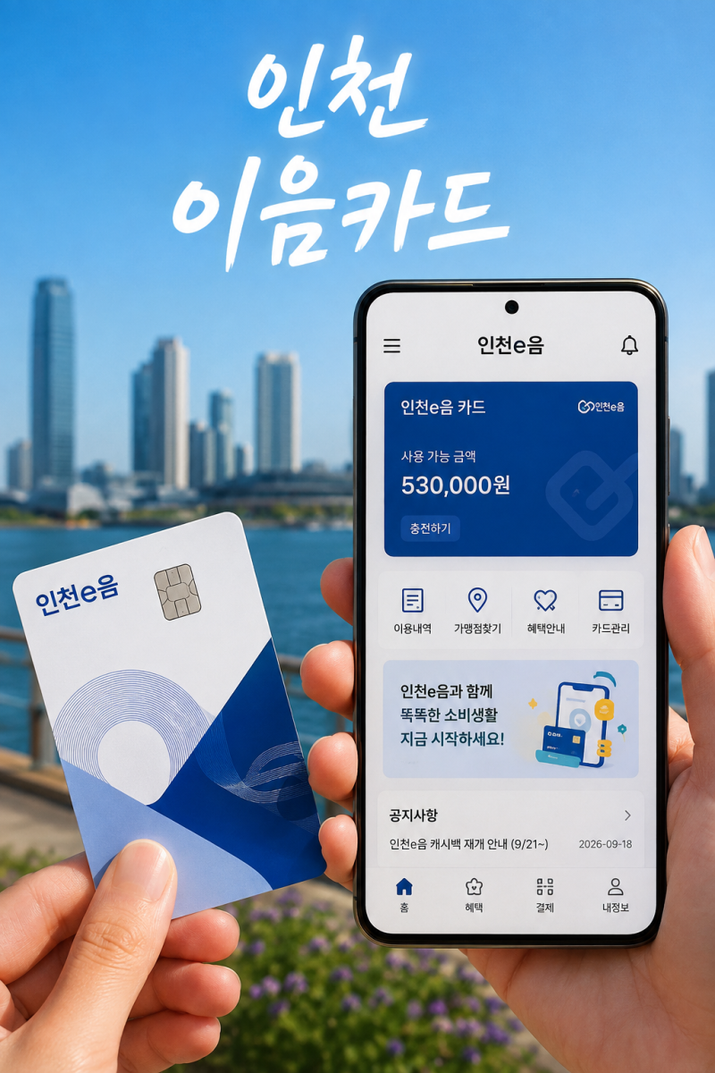 인천이음카드 부활! 9월 21일부터 캐시백 다시 시작됩니다.
