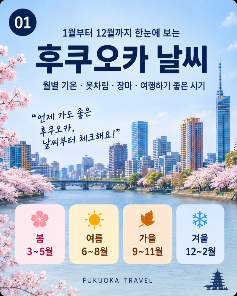 일본 후쿠오카 날씨 1월~12월 정리 월별 기온·옷차림·여행하기 좋은 시기
