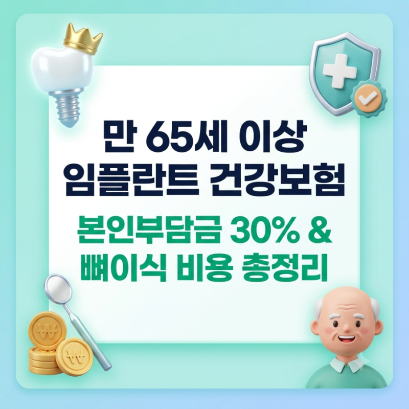 [만 65세 이상 임플란트] 건강보험 적용 기준: 본인부담금 30% 계산법과 뼈이식 지원 여부 총정....