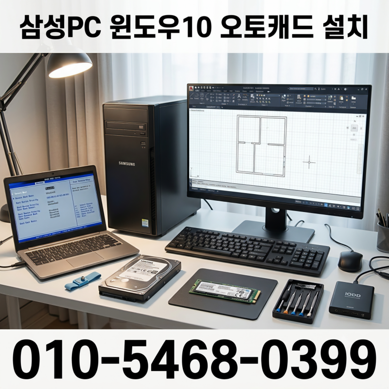 염창동 가양동 컴퓨터수리 삼성PC 오토캐드 설치 하지만 윈도우10 다운그레이드 해결
