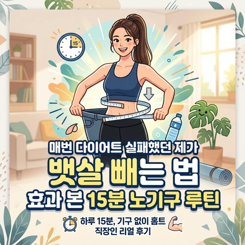 매번 다이어트 실패했던 제가 뱃살빼는 법으로 효과 본 15분 노기구 루틴 공유해요