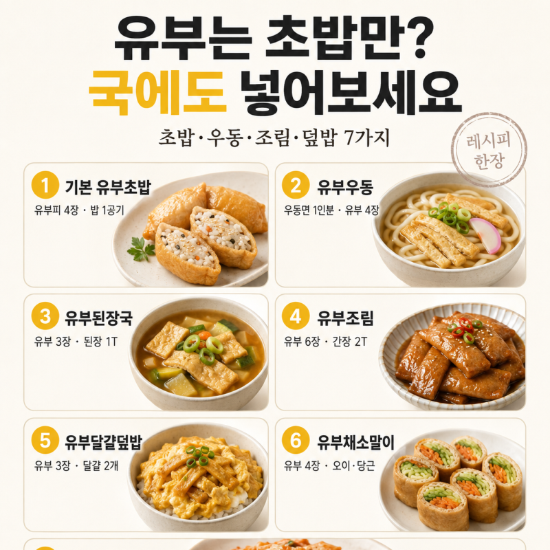 유부 한 봉지 요리 7가지 — 초밥 말고 국·조림·덮밥까지