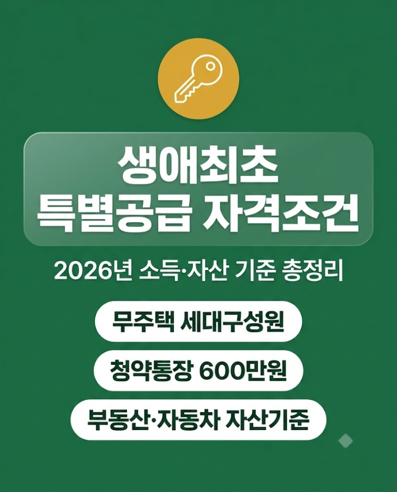 생애최초 특별공급 자격조건 소득 및 자산 기준 총정리